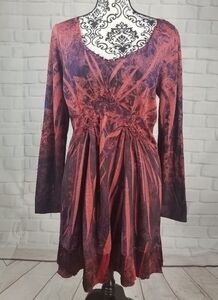 One World size large stretch knit geo print top